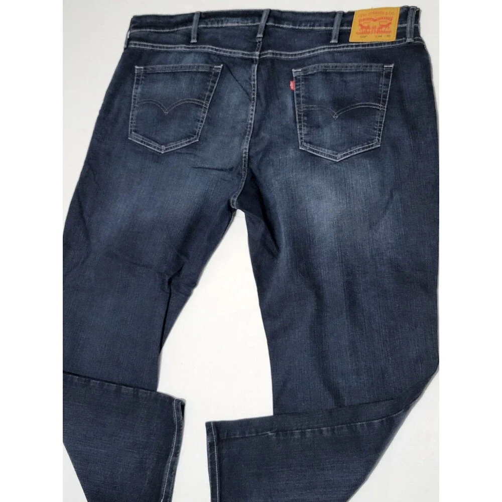 Levi's 559 Blue Jeans Relaxed Straight Fit Stretch Jean 44x30 Dark Blue